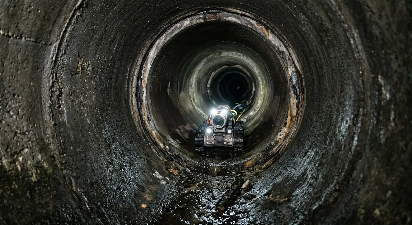 Robotic sewer camera inspecting pipe interior for Drain Snake Service in Westminster